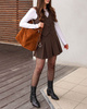 Torebka skórzana ponadczasowy design worek na ramię XL hobo leather bag - MARCO MAZZINI nubuk brąz migdałowy