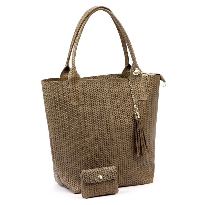 Vera Pelle damska shopperbag z dwoma etui torebka portfel skóra naturalna