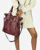 Torebka skórzana XL shopper vintage bag z kieszeniami vera pelle - MARCO MAZZINI burgund