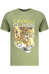 Męski T-shirt Cavalli Class z nadrukiem zielony