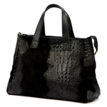 Luka duży damski kuferek skóra naturalna torebka z paskiem i kieszenią