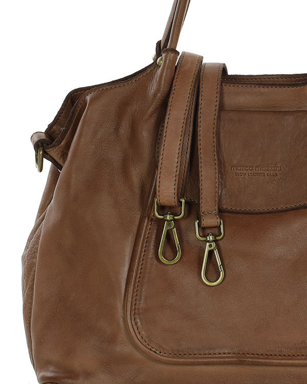 MARCO MAZZINI Torebka skórzana shopper bag ispirato dalla natura brąz