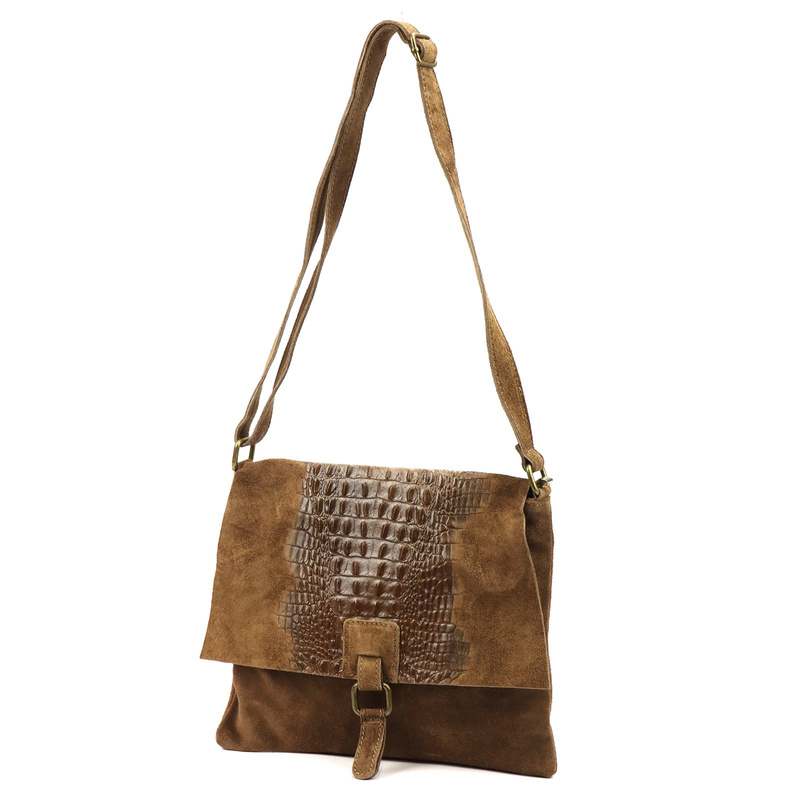 Vera Pelle damska listonoszka skórzana torebka na ramię skóra krokodyla