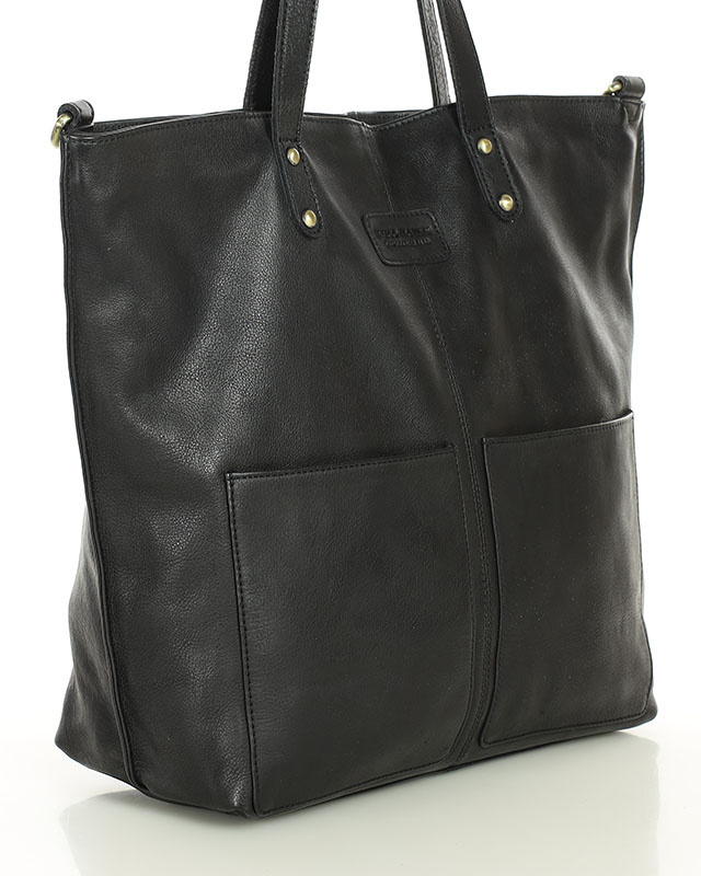 Torebka skórzana czarna duża typu shopper  - MARCO MAZZINI