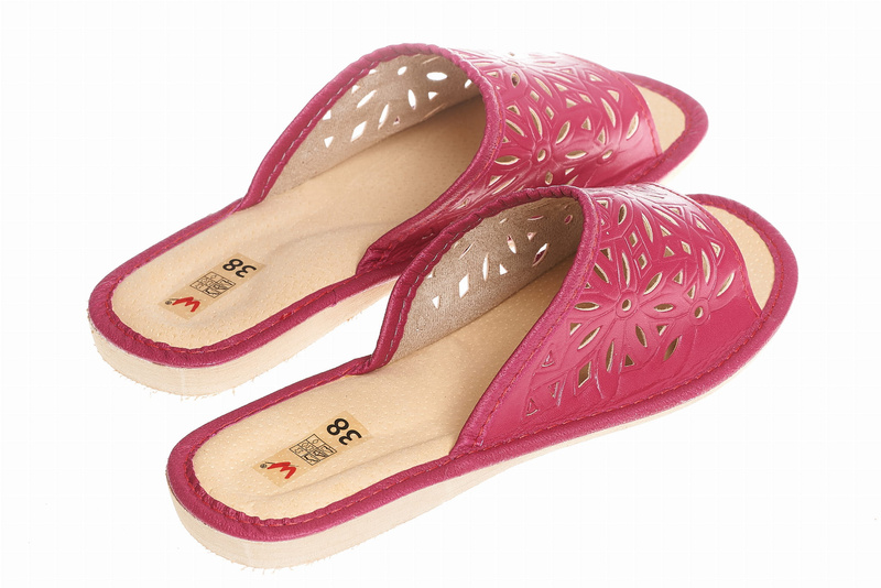 Wójciak Podhale Damskie kapcie skóra naturalna domowe klin 1,5 cm