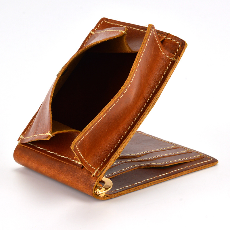 Etui na karty, mały męski skórzany portfel z RFID