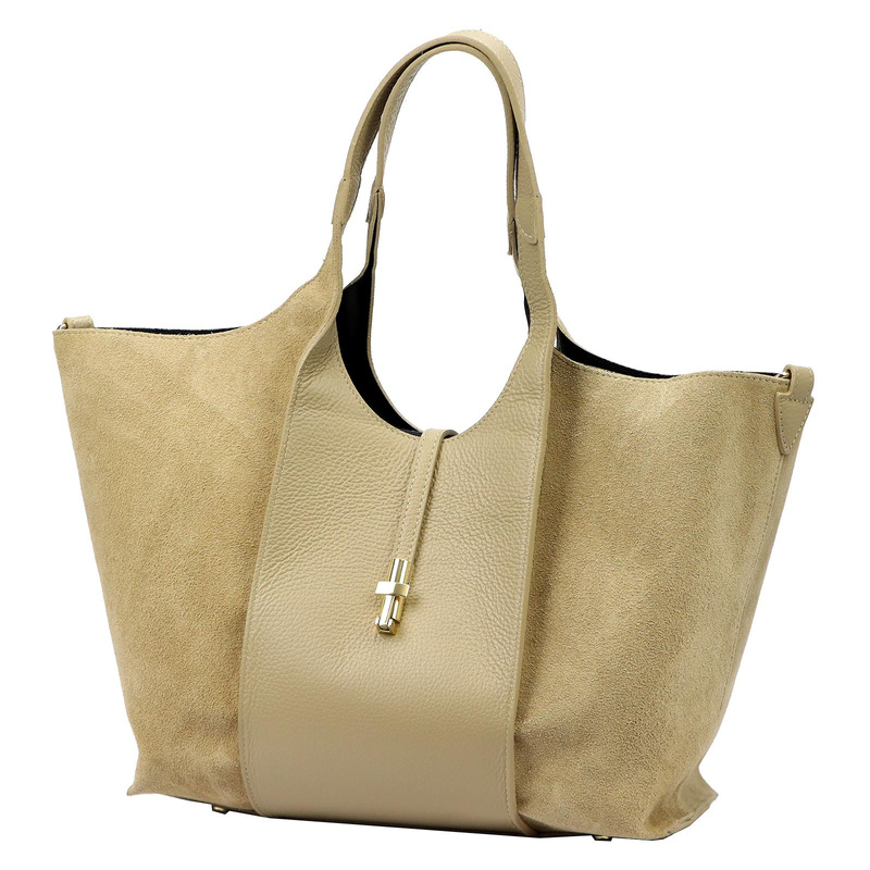 Vera Pelle damska torebka na ramię skóra naturalna shopperbag z paskiem