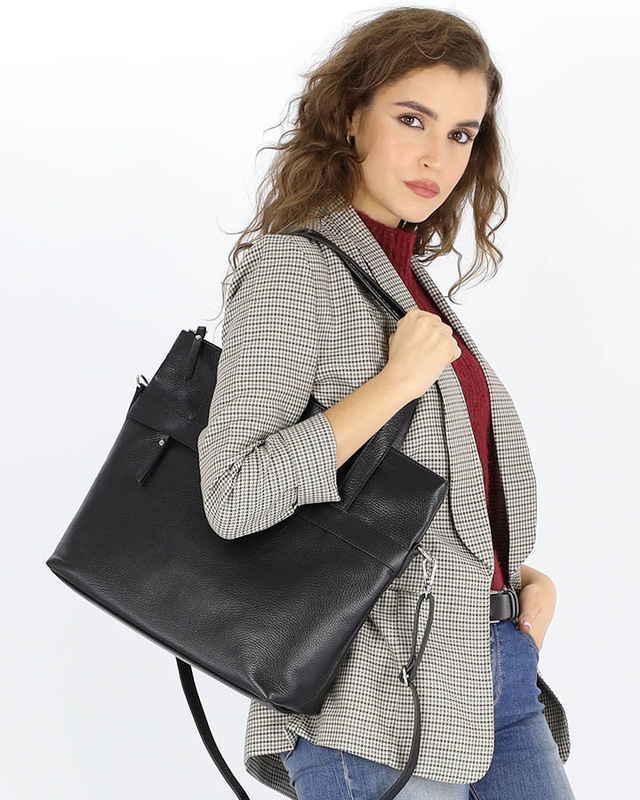 Torebka damska worek hobo bag skóra naturalna - MARCO MAZZINI czarna