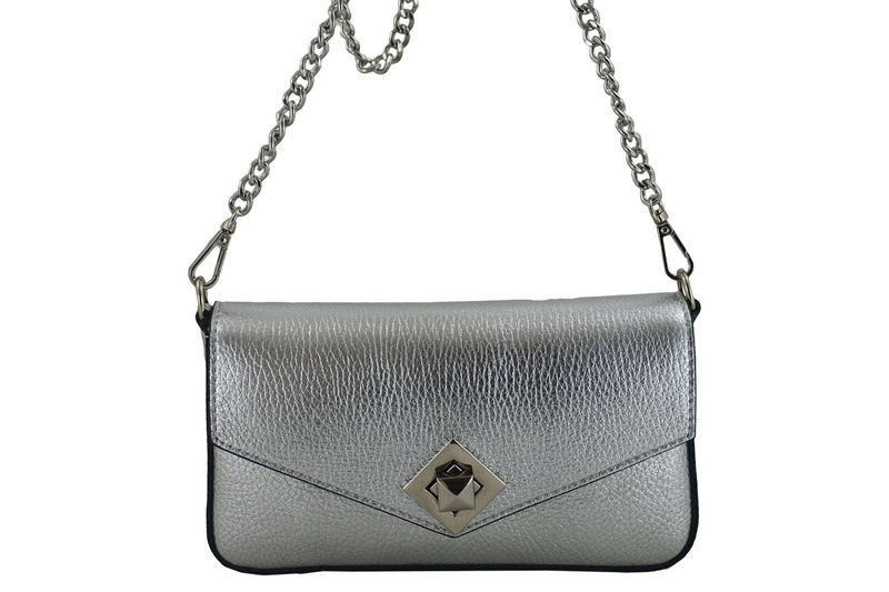 Modna torebka skórzana metalizowana - Złota