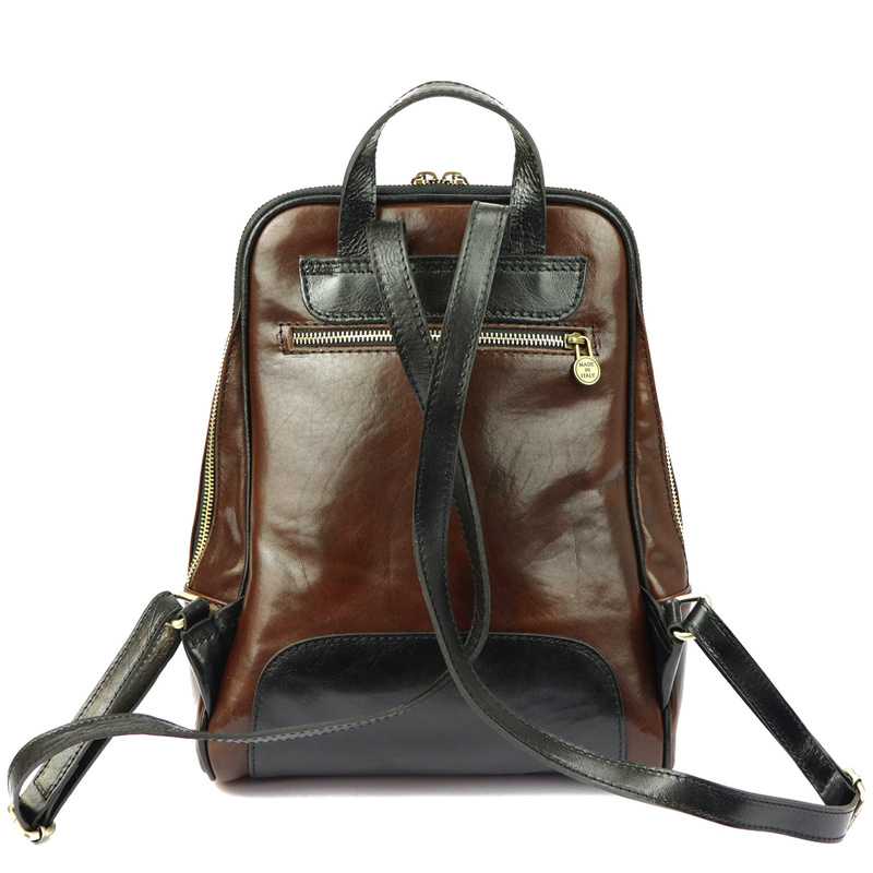 Florence Miejski Damski plecak skóra naturalna z kieszeniami na suwak