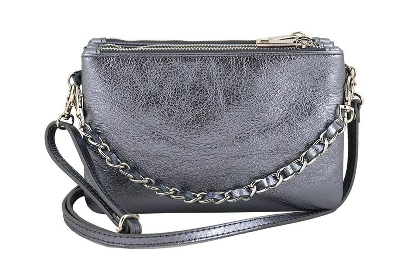 Modna włoska listonoszka skórzana -  Złoty ciemny