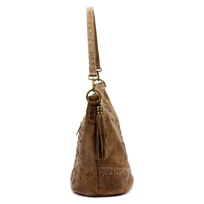 Luka damska listonoszka skóra naturalna wzór krokodyla z kieszeniami