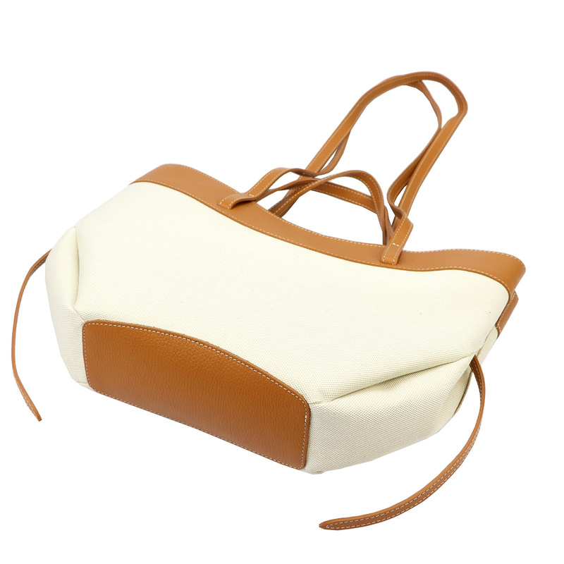 Vera Pelle Dużadamska shopperbag z lnem torebka na ramię z kosmetyczką