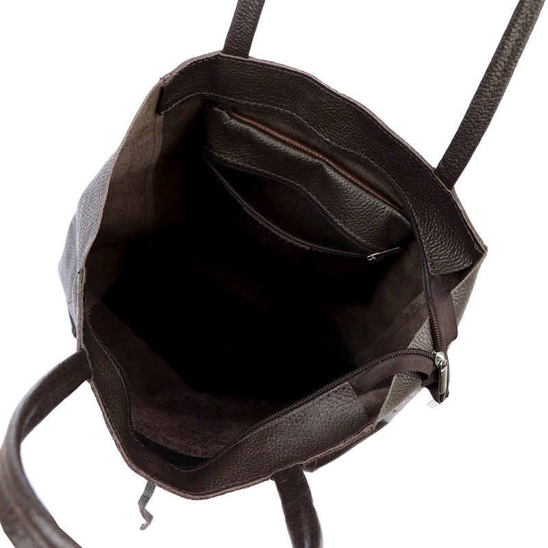 MiaMore Skórzana damska shopperbag duża torabka na ramię z kieszenią