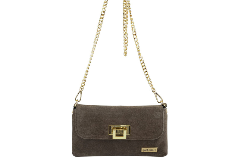 Zamszowa kopertówka na łańcuszku Barberinis - Beżowa ciemna