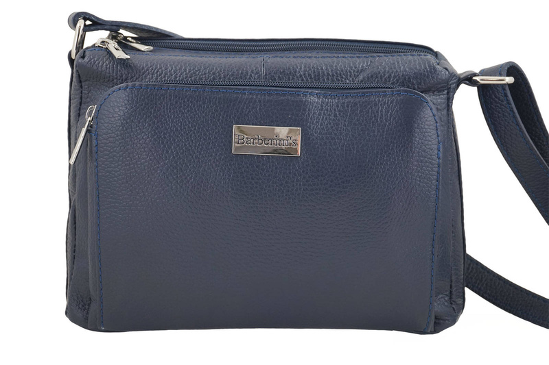 Listonoszka skórzana z kieszeniami - Granatowa