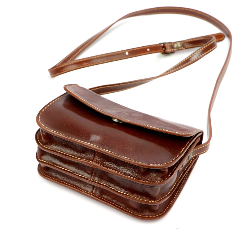 Florence Skórzana listonoszka na ramię 3 komory zamykana klapą elegancka