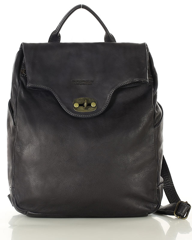 MARCO MAZZINI Duży akademicki plecak old pelle travel big czarny