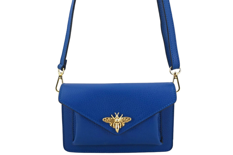 Torebka damska wizytowa skórzana - Chabrowa