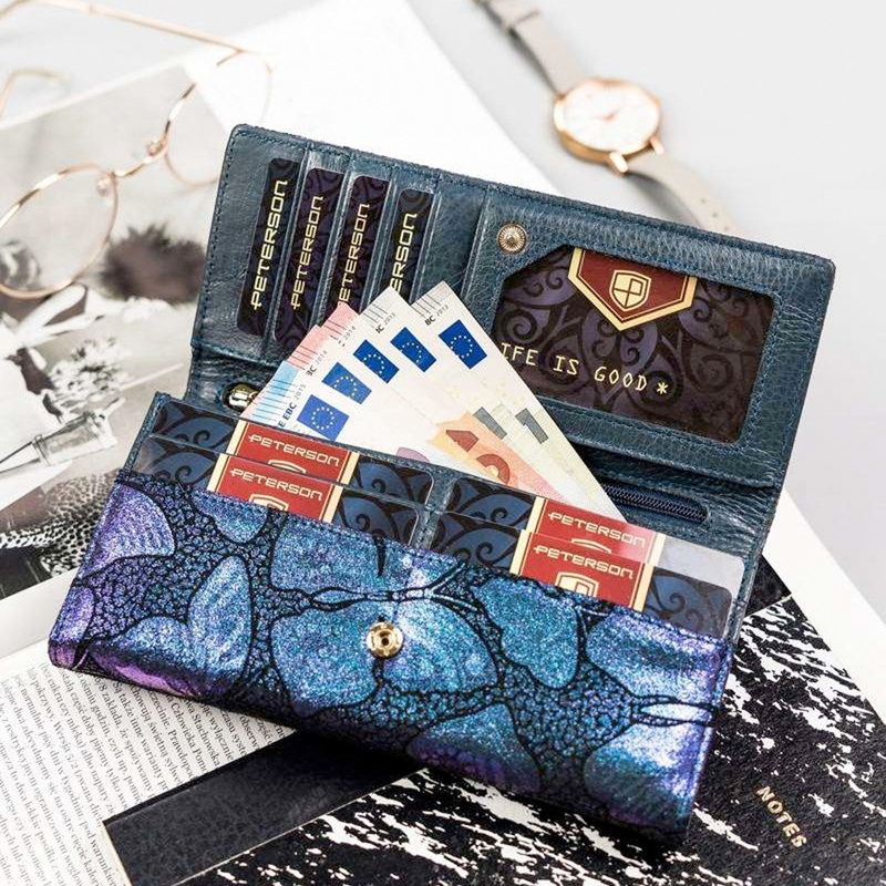 Skórzany damski portfel Peterson PTN 421028-ONBF