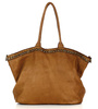 Duża torebka skórzana oversize style shopper bag - MARCO MAZZINI brąz camel