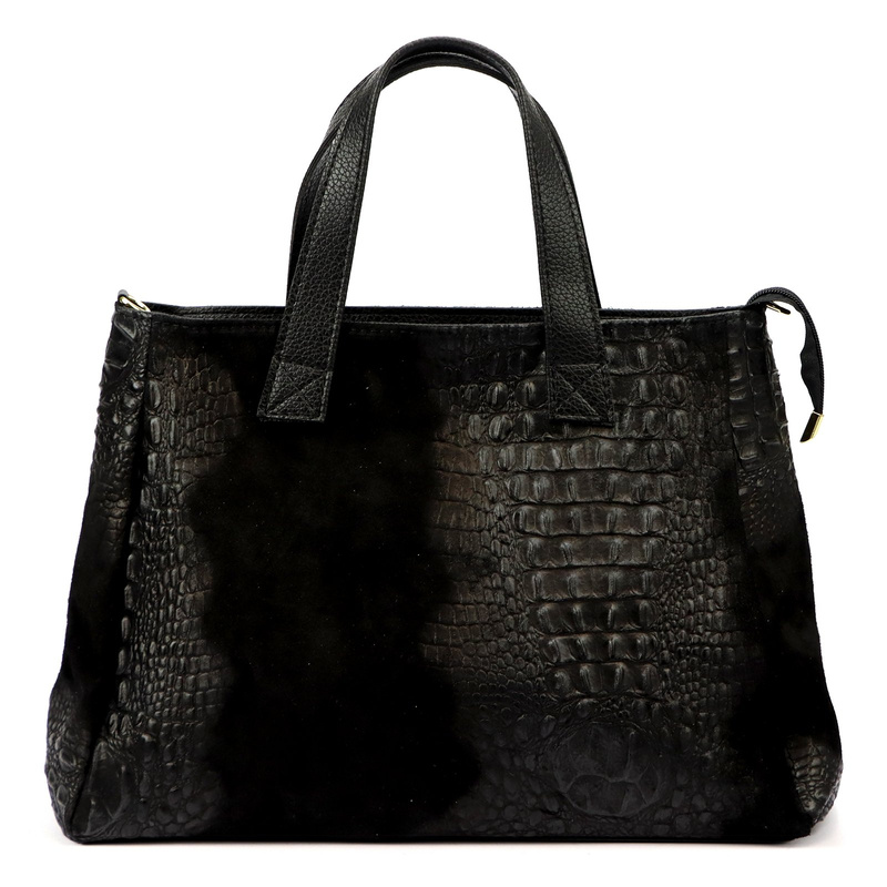 Luka duży damski kuferek skóra naturalna torebka z paskiem i kieszenią