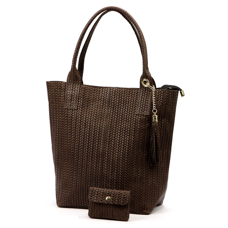 Vera Pelle damska shopperbag z dwoma etui torebka portfel skóra naturalna