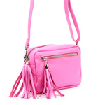 Damska listonoszka torebka Skórzana z brelokiem frędzlem i kieszeniami Luka