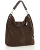 Torebka skórzana ponadczasowy design worek na ramię XL hobo leather bag - MARCO MAZZINI nubuk brąz caffe