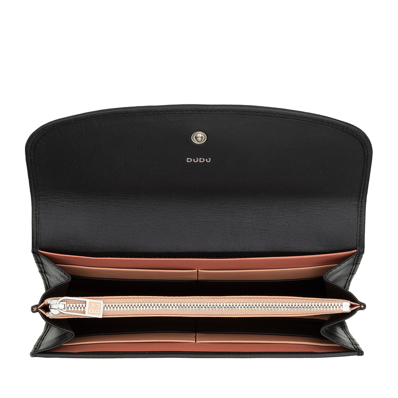 Dudu damska portmonetka skóra naturalna klasyczny podłużny portfel zatrzask