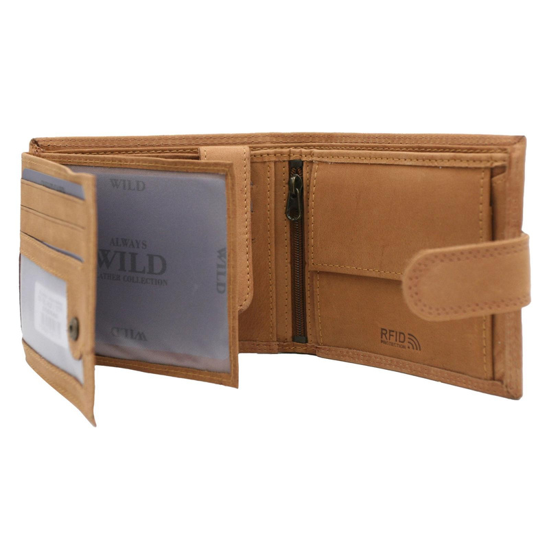 Always Wild rozbudowany męski portfel skóra naturalna zamykany na zatrzask
