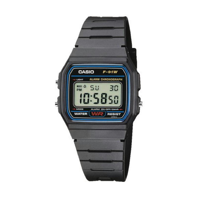 Zegarek CASIO F-91W-1YEG. Kwarcowy, Kolor czarny. Mężczyzna.