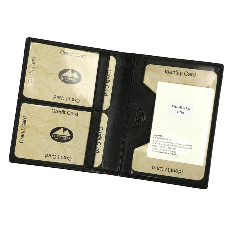 Pionowe składane Skórzane etui na karty dokumenty EL FORREST RFID