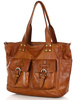 Torba skórzana shopper XL na ramię z dwoma kieszeniami MARCO MAZZINI brąz camel