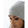 Szara czapka beanie damska z dzianiny - Peterson