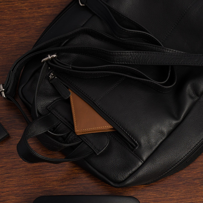 Plecak skórzany damski miejski elegancki duży A4 czarny Beltimore P17