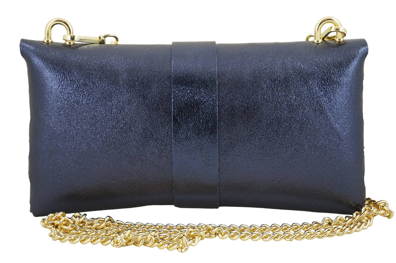 Torebka kopertówka metalizowana - Granatowa