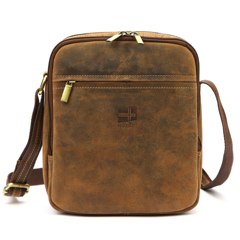 Nordee męska saszetka skóra naturalna torba miejska na ramię z kieszeniami