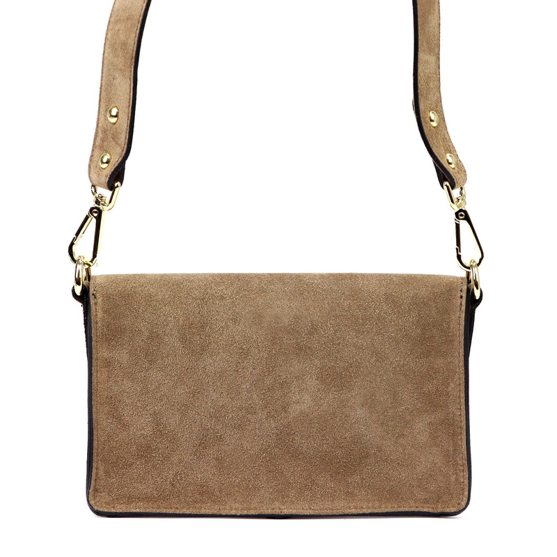 Vera Pelle damska listonoszka na ramię skóra naturalna torebka zamszowa