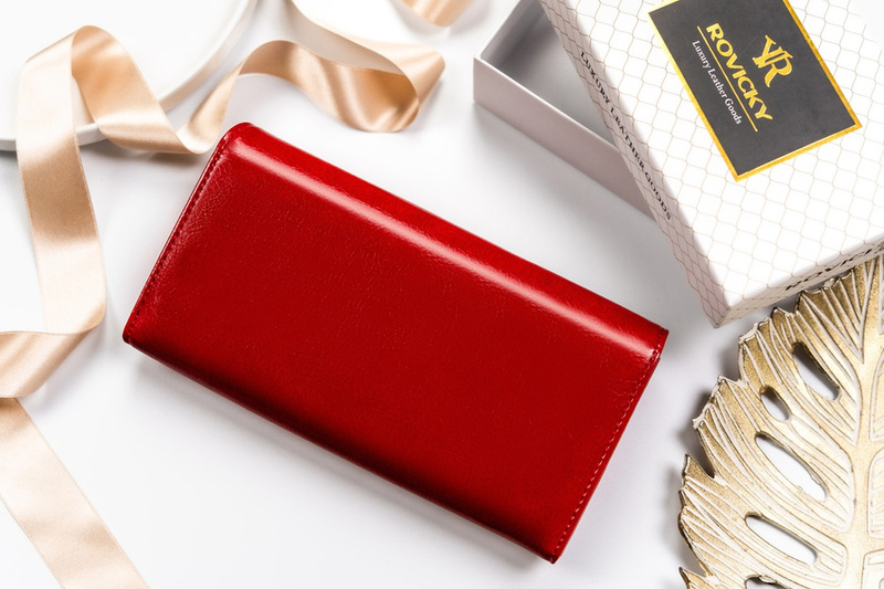 Rovicky portfel damski skóra ekologiczna podłużna portmonetka klasyczna