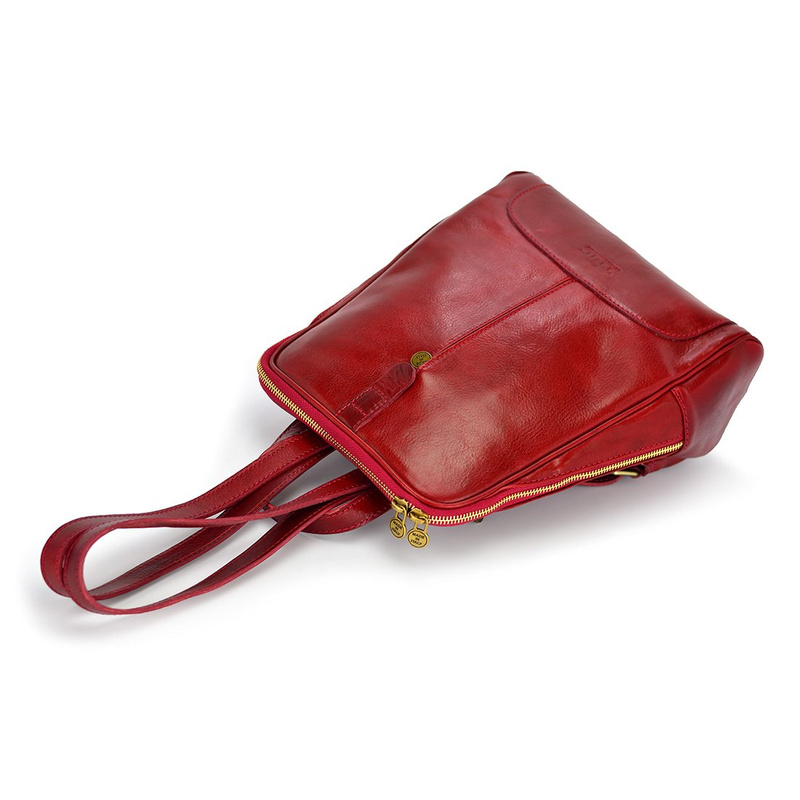 Florence Miejski Damski plecak skóra naturalna z kieszeniami na suwak