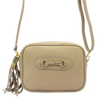 Skórzana Listonoszka damska z brelokiem frędzel