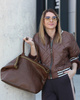 Duża torebka skórzana oversize style shopper bag - MARCO MAZZINI czekoladowy brąz