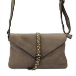 Skórzana damska listonoszka przez ramię z dżetami