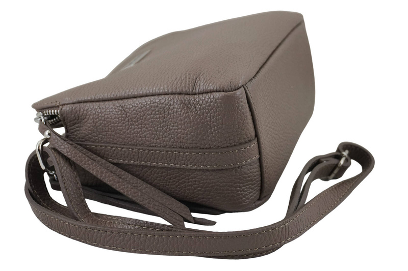 Torebka skórzana damska włoska - Beżowa ciemna