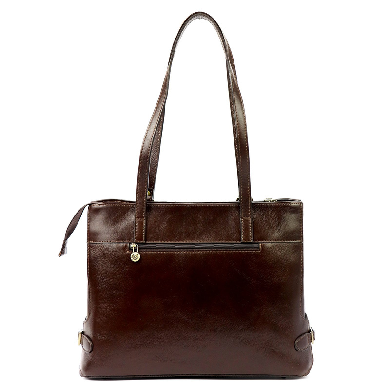 Skórzana elegancka shopperbag pojemna na ramię z kieszeniami Florence