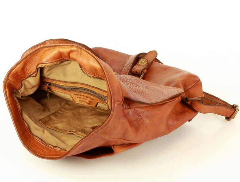 MARCO Miejski plecak skórzany w stylu old look handmade leather brąz camel