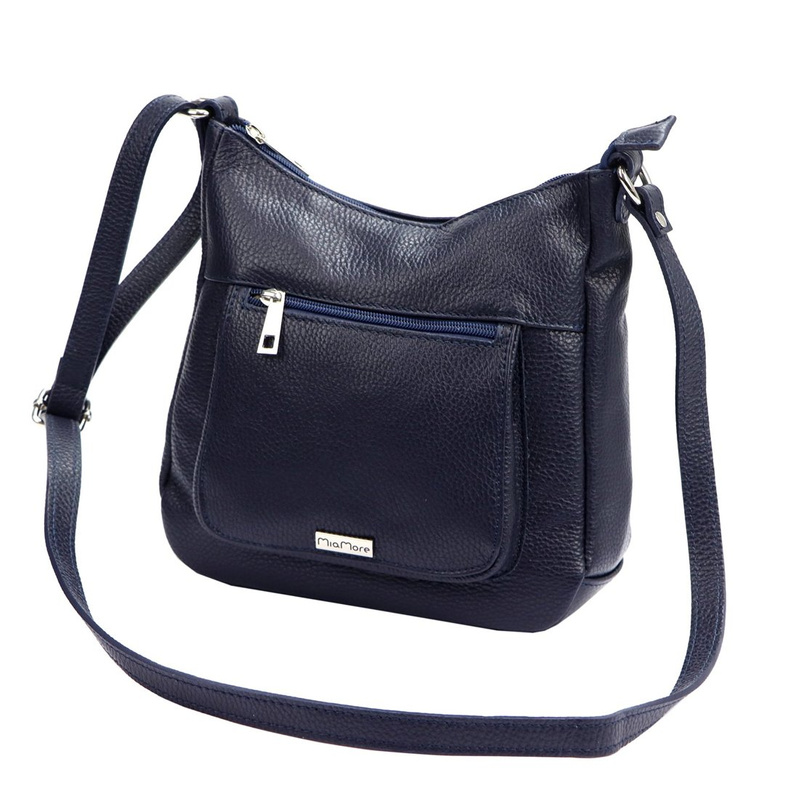 Pojemna skórzana damska listonoszka przez ramię z kieszeniami MiaMore