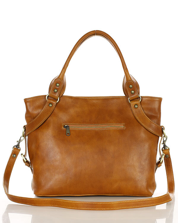 Torebka biznesowa damska kuferek skórzany premium bag - MARCO MAZZINI camel