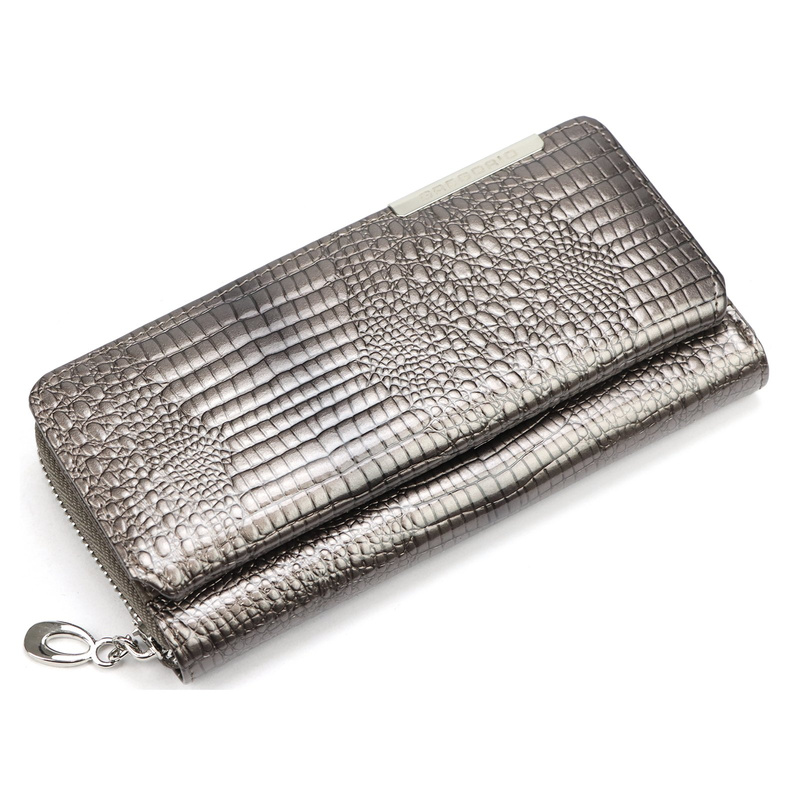 Skórzany duży lakierowany damski portfel Gregorio